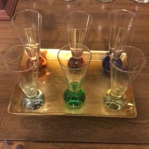 Set of 6 colorful cordial glasses
